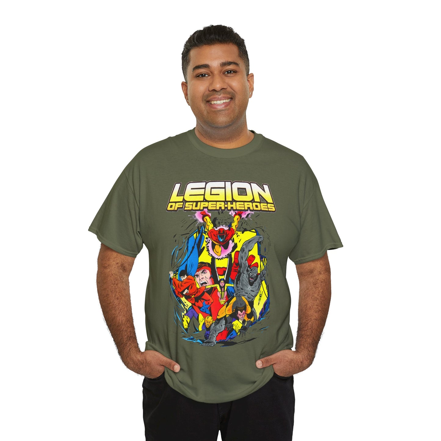 Legion of Super-Heroes T-Shirt - Mon-El, Colossal Kid, Wildfire, Dawnstar, Blok, Timber Wolf - LOSH - DC Comics
