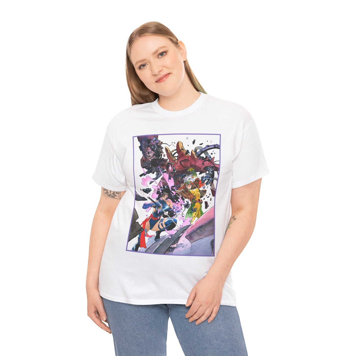 Rogue & Psylocke T-Shirt - Ripping Apart a Sentinel - X-Men Mutants - Marvel Comics