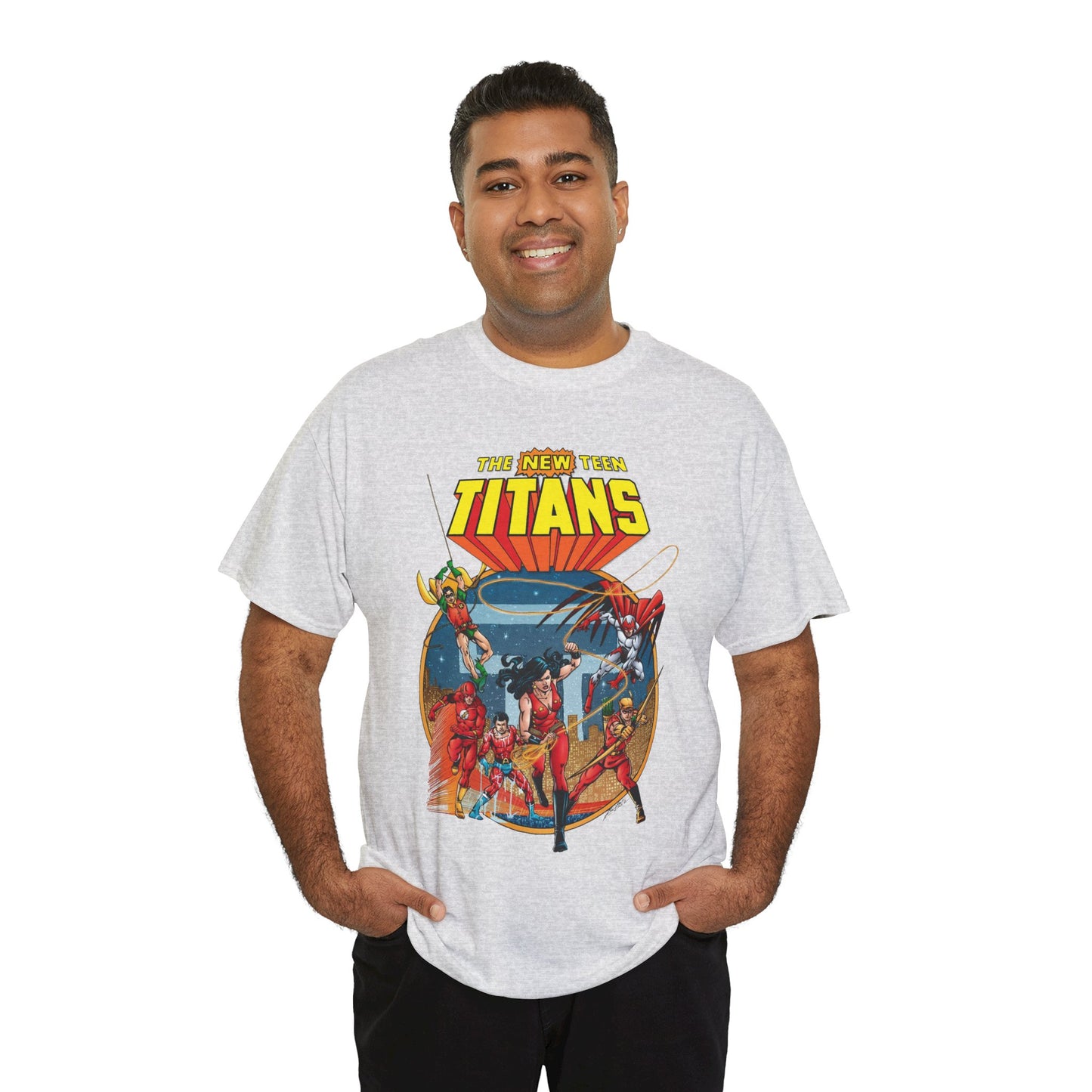 New Teen Titans T-Shirt - George Perez Art - Wonder Girl, Flash, Robin, Speedy, Aqualad, Hawk - DC Comics