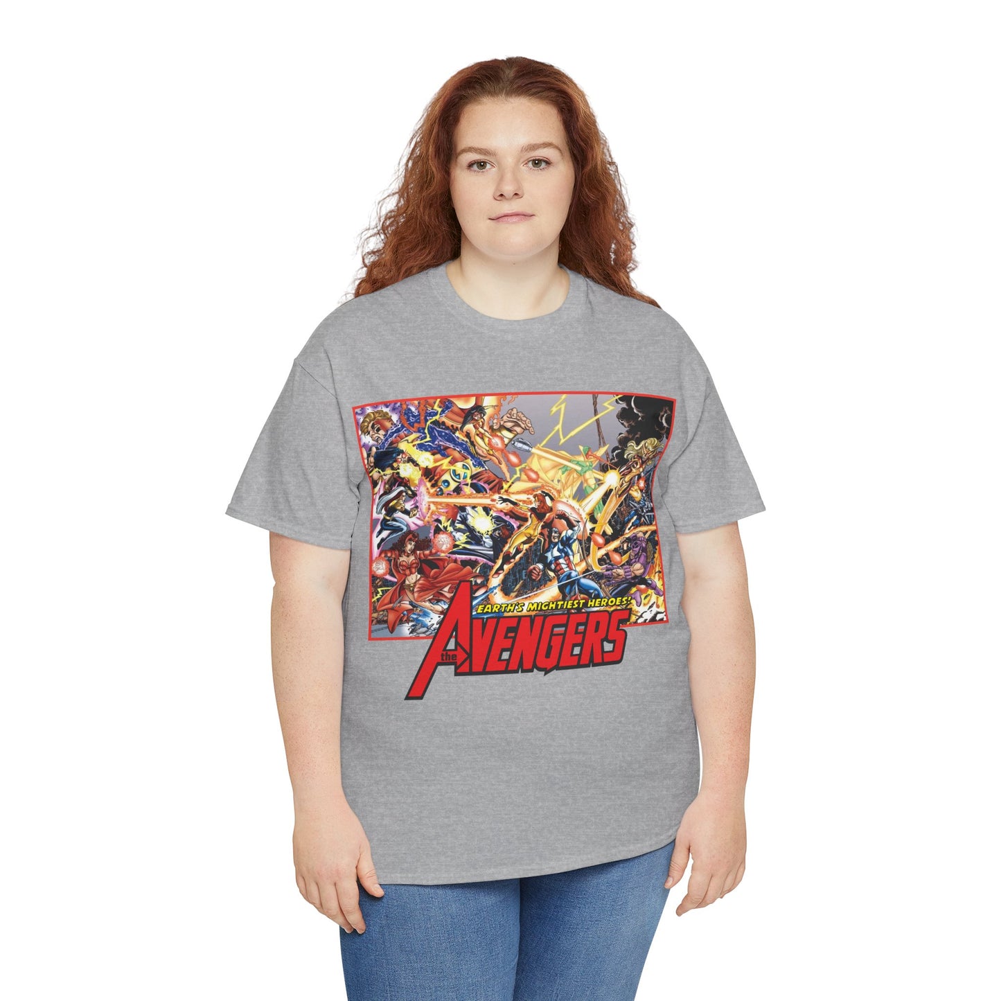 Avengers Vs Thunderbolts T-Shirt - George Perez Art - Captain America, Iron Man, Wonder Man, Scarlet Witch, Hawkeye, Citizen V, MACH-1, Techno, Atlas, Songbird - Marvel Comics