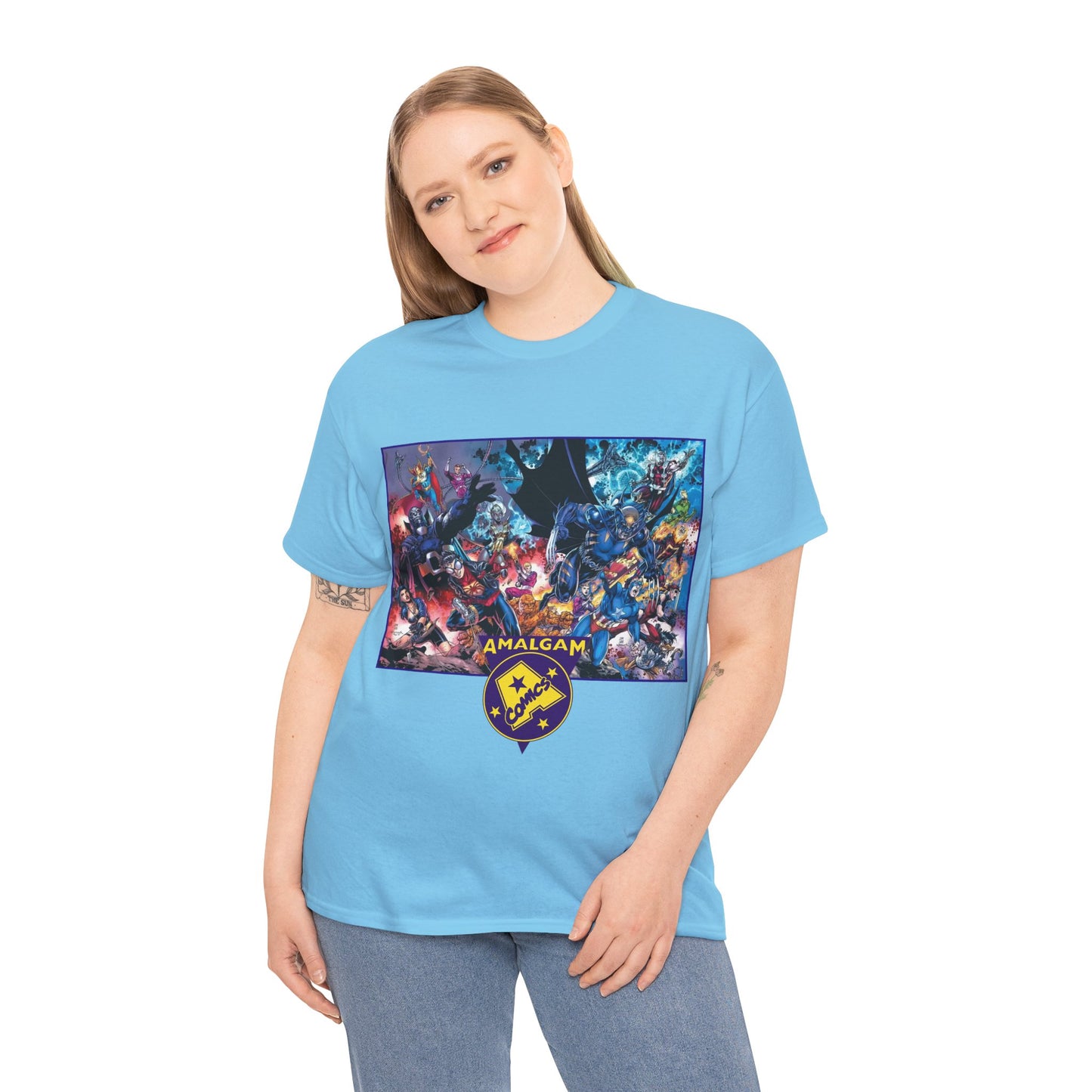 Amalgam T-Shirt - DC Vs Marvel Comics - 1990s - Jim Lee Art - Dark Claw, Amazon, Super Soldier, Spiderboy, Speed Demon