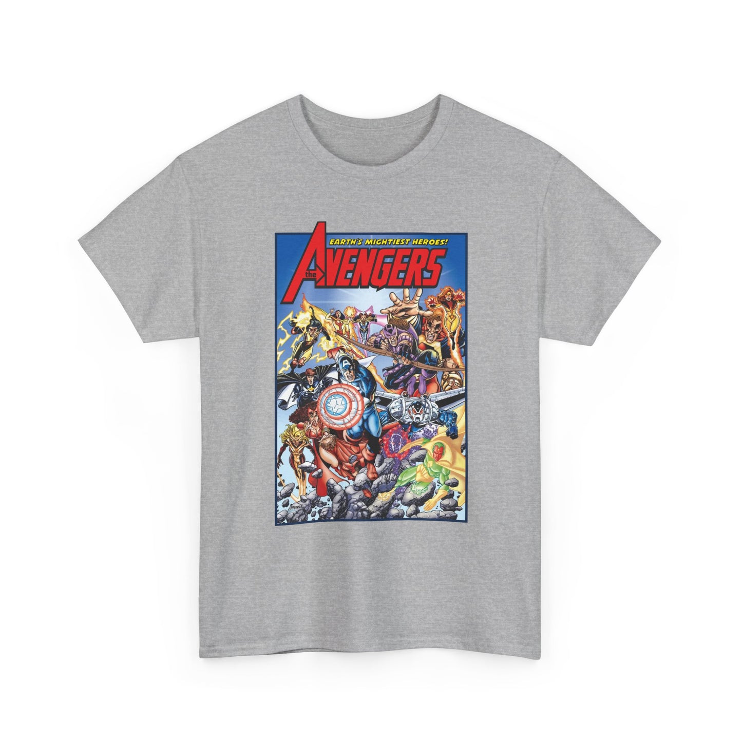 Avengers & Thunderbolts T-Shirt - George Perez Art - Captain America, Iron Man, Wonder Man, Scarlet Witch, Hawkeye, Citizen V, MACH-1, Techno, Atlas, Songbird - Marvel Comics