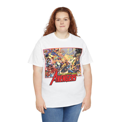 Avengers Vs Thunderbolts T-Shirt - George Perez Art - Captain America, Iron Man, Wonder Man, Scarlet Witch, Hawkeye, Citizen V, MACH-1, Techno, Atlas, Songbird - Marvel Comics