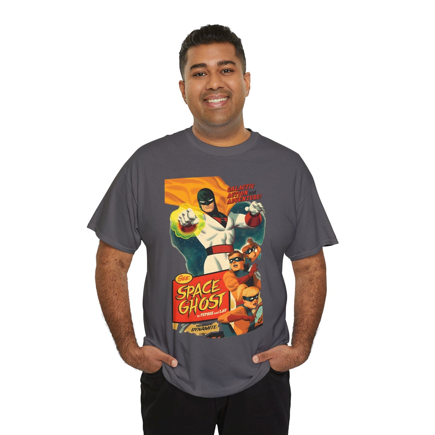 Space Ghost T-Shirt - Frank Cho Art - Jan, Jace & Blip - Movie Poster Style Artwork - Alex Toth Creation - Hanna-Barbera Cartoon