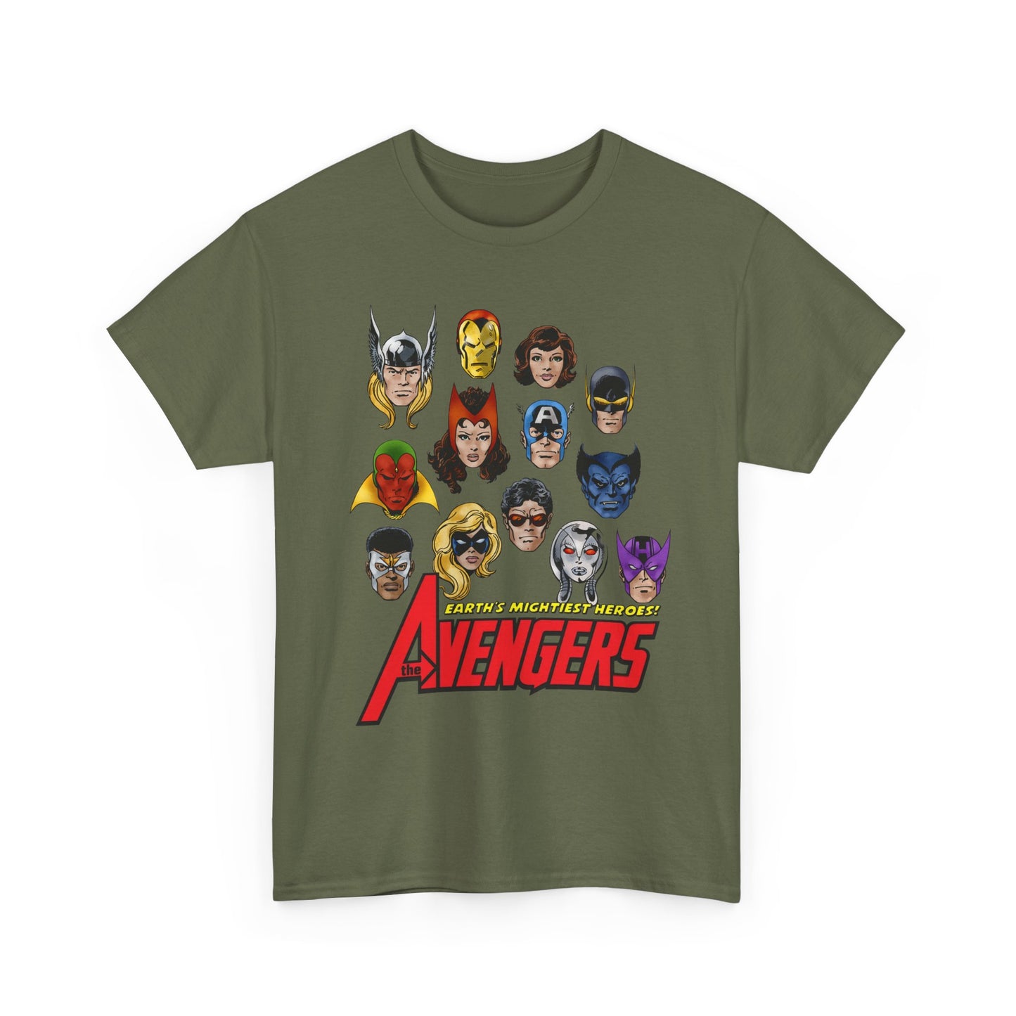 Avengers T-Shirt - John Byrne Art - Captain America, Scarlet Witch, Iron Man, Thor, Vision, Hawkeye, Wonder Man - Marvel Comics