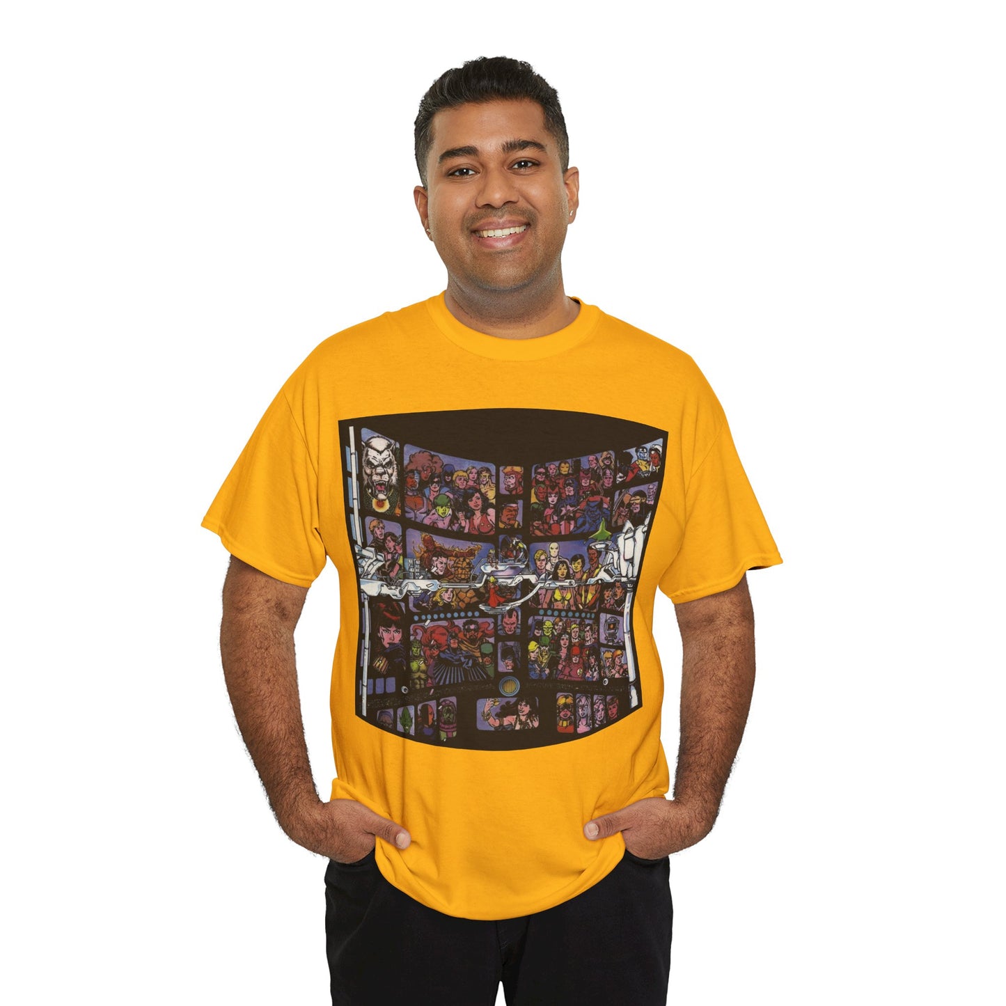 Focus on George Perez T-Shirt - Monitor, New Teen Titans, Avengers, Fantastic Four - DC & Marvel Comics - Note: Black Tee is a Negative Space Piece and is Borderless
