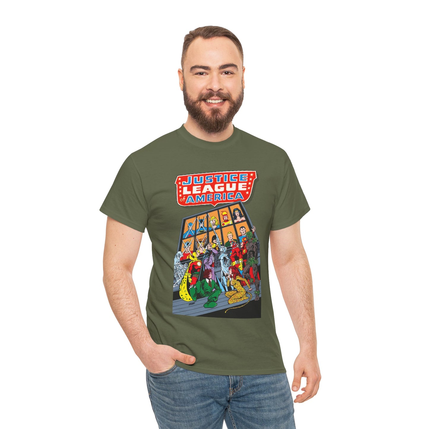 Justice League of America T-Shirt - George Perez Art - Wonder Woman, Hourman, Batman, Firestorm - SSOSV - DC Comics