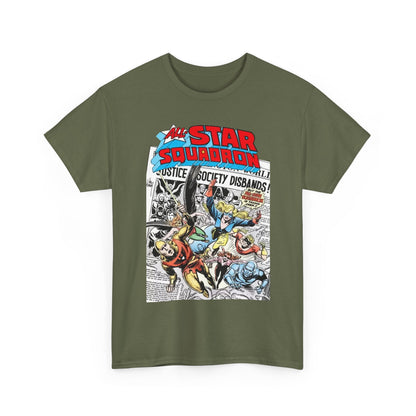 All-Star Squadron T-Shirt - Joe Kubert Art - Liberty Belle, Robotman, Shining Knight, Johnny Quick, Firebrand - JSA Connection - DC Comics