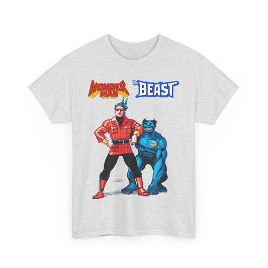 Wonder Man & Beast T-Shirt - George Perez Art - Popular Avengers, X-Men Members - Simon Williams & Hank McCoy - Marvel Comics