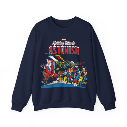 Marvel Comics Christmas Crewneck Sweatshirt - Spider-Man, Punisher, Ghost Rider, X-Men, Fantastic Four