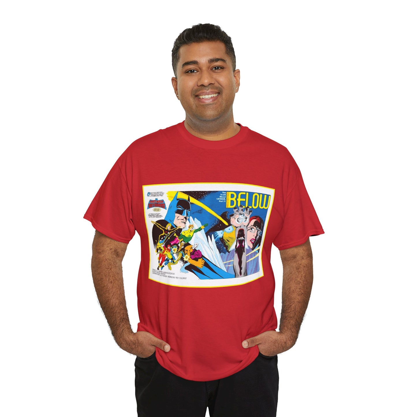 Batman & the Outsiders T-Shirt - Alan Davis Art - Promotional Poster - Looker, Halo, Katana, Geo-Force, Metamorpho, Black Lightning - DC Comics