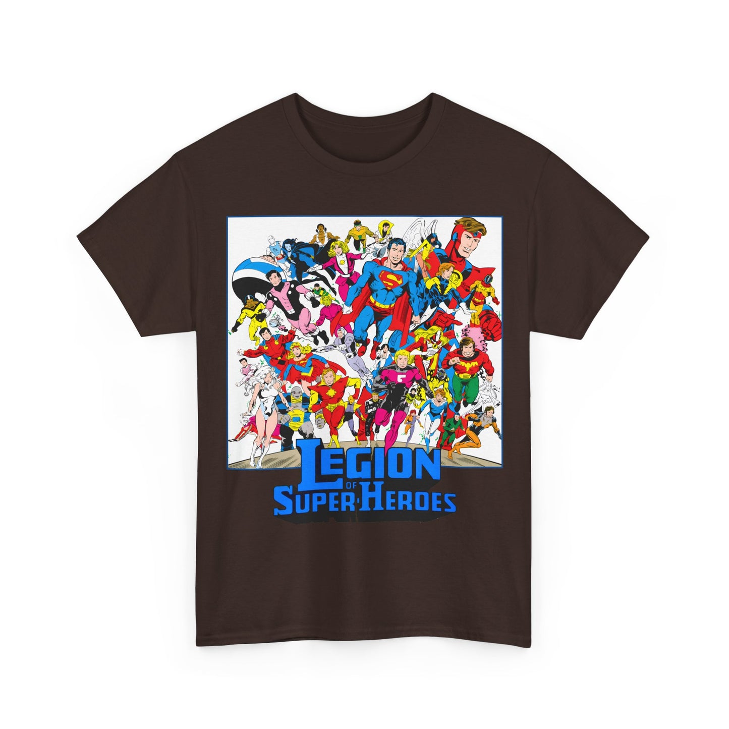 Legion of Super-Heroes T-Shirt - Greg Laroque Art - Who's Who in DC Comics - Superboy, Cosmic Boy, Dream Girl, Dawnstar, Supergirl, Sun Boy, Wildfire, Element Lad, Invisible Kid, Saturn Girl, Lightning Lad - DC Comics