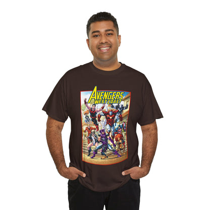 West Coast Avengers T-Shirt - Todd Nauck Art - Hawkeye, Iron Man, Wonder Man, Tigra, Vision - Marvel Comics