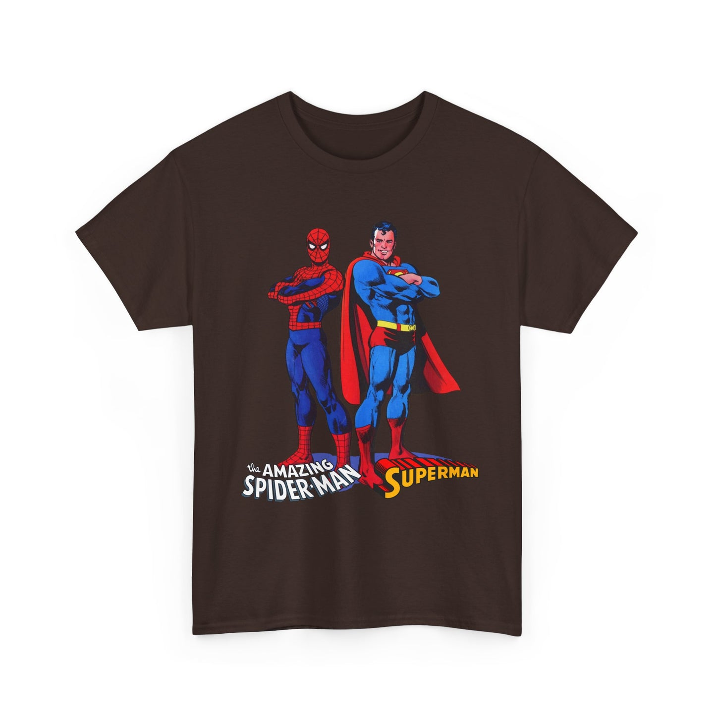 Amazing Spider-Man & Superman T-Shirt - Classic 1970s Marvel/DC Comics Crossover - Peter Parker & Clark Kent