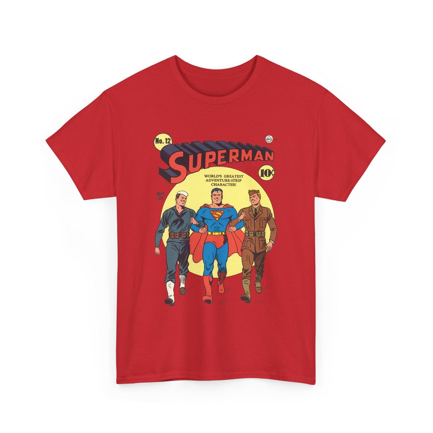 Superman T-Shirt - #12 Cover Art - Golden Age Classic - WWII Support - Iconic Image - DC Comics