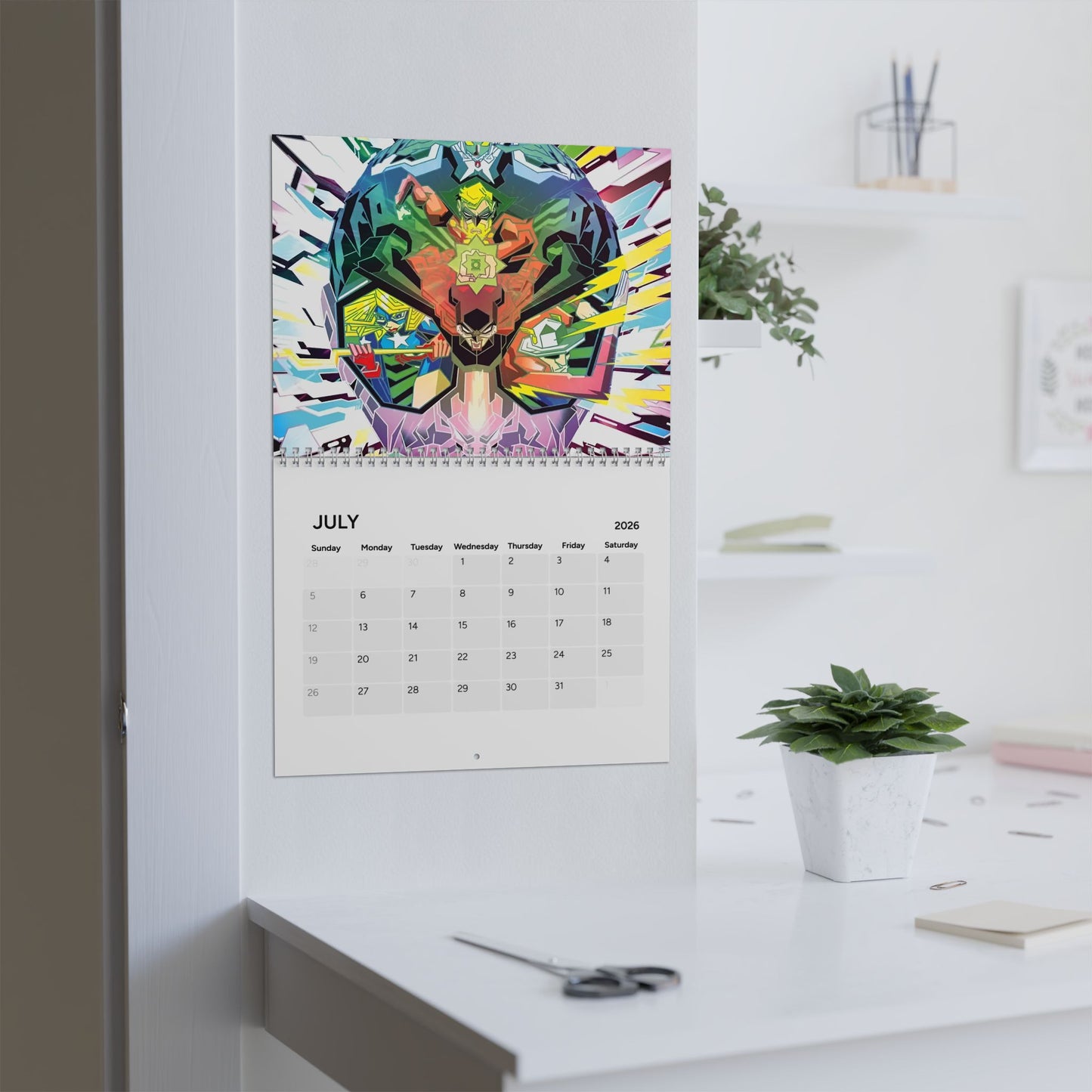 JSA Calendar (2026) - Justice Society of America - Dr Fate, Huntress, Hawkman, Green Lantern, Power Girl, Wildcat - DC Comics