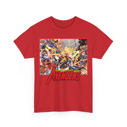 Avengers Vs Thunderbolts T-Shirt - George Perez Art - Captain America, Iron Man, Wonder Man, Scarlet Witch, Hawkeye, Citizen V, MACH-1, Techno, Atlas, Songbird - Marvel Comics