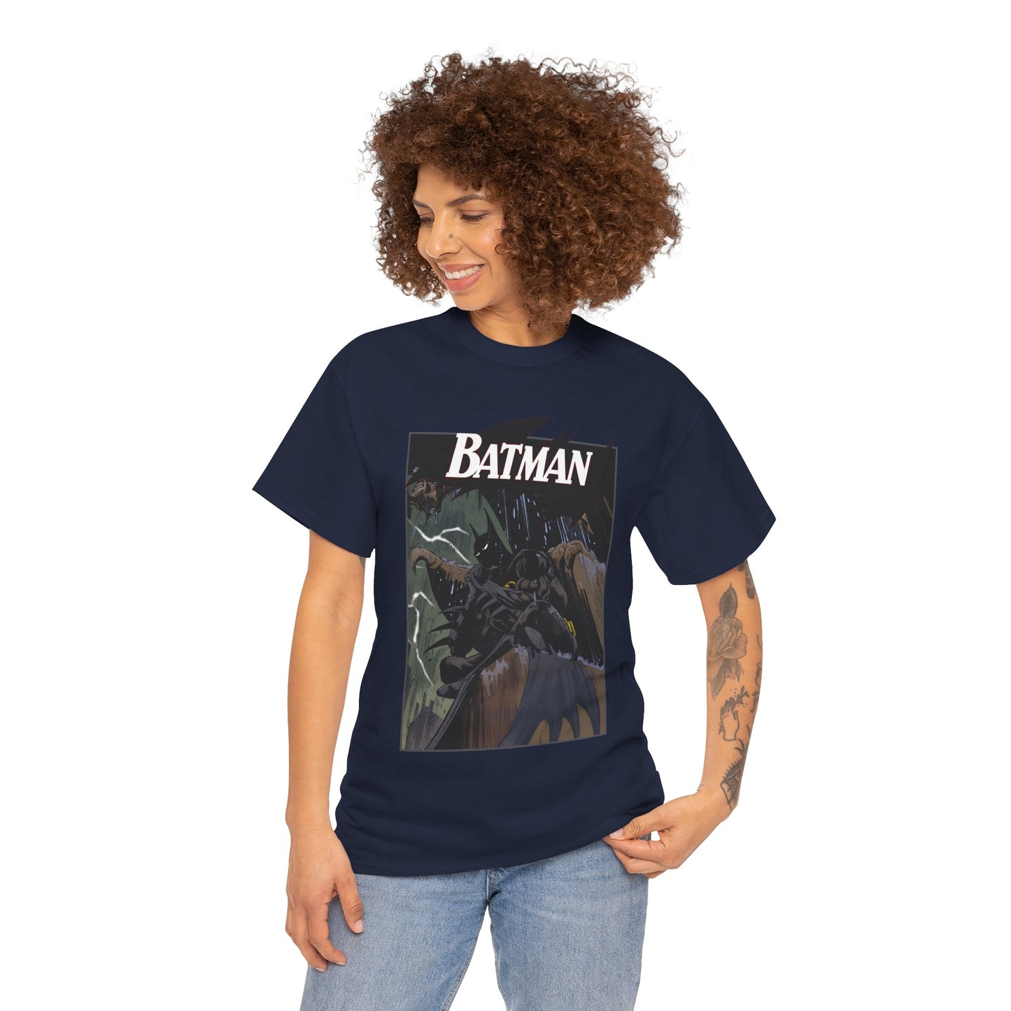 Batman T-Shirt - Norm Breyfogle Art - 1990s Dark Knight Detective - Gotham City - Perched on A Gargoyle - DC Comics