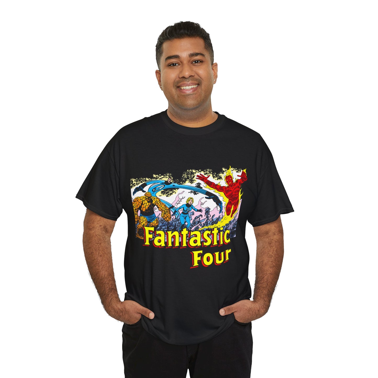 Fantastic Four T-Shirt - John Byrne Art - Reed Richards, Invisible Woman, Human Torch, The Thing - Marvel Comics