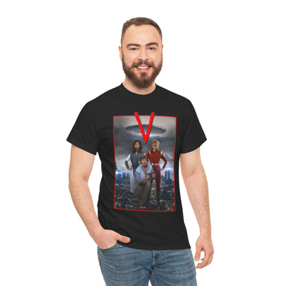 V T-Shirt - Visitors 1983 NBC Sci-Fi Aliens Series - Mike Donovan, Diana, Lydia