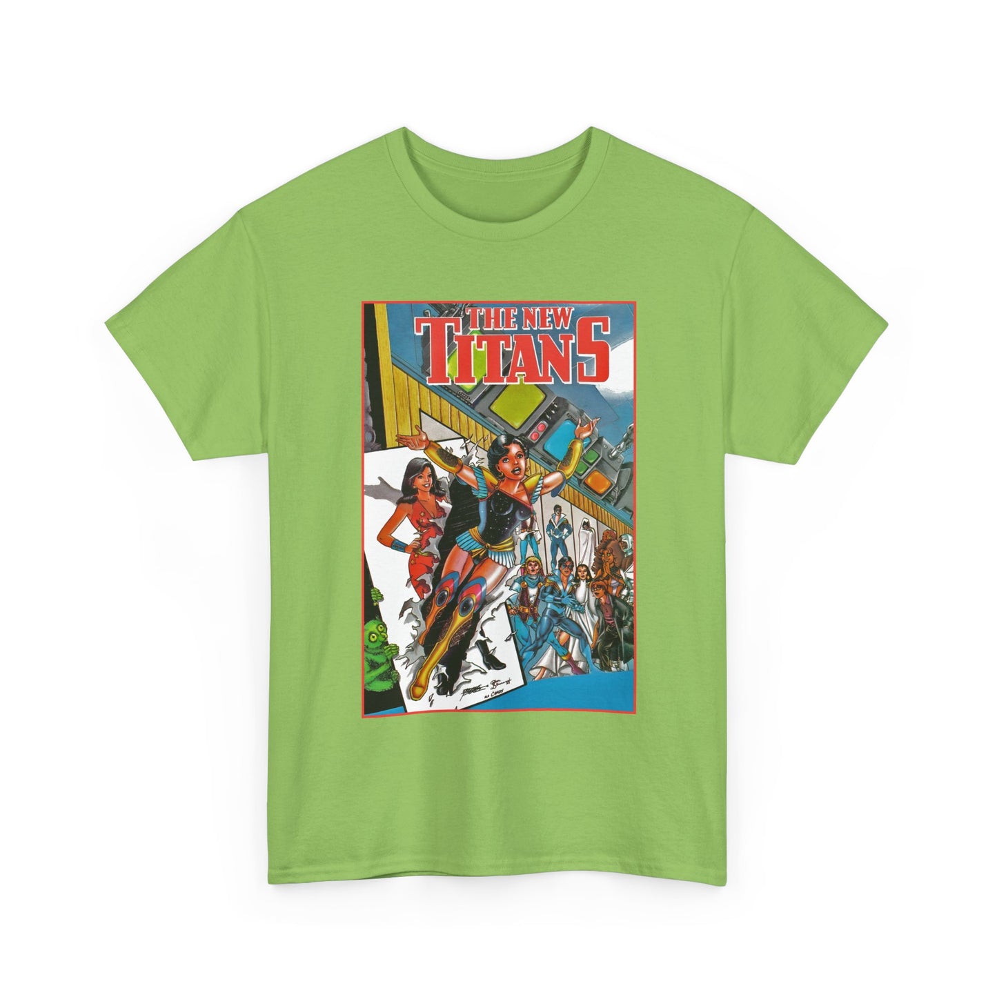 New Titans T-Shirt - George Perez Art - Troia 1st Appearance - Nightwing, Cyborg, Starfire, Raven, Jericho, Changeling - DC Comics