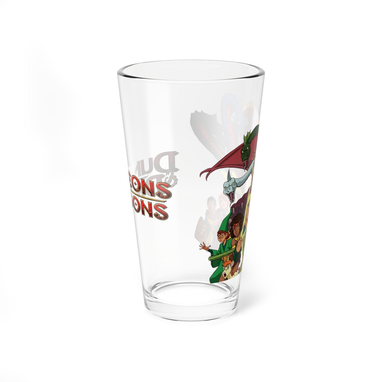 Dungeons & Dragons Pint Glass, 16oz - Dungeon Master, Venger, Tiamat, Kareena - Fantasy Animation - Saturday Morning Cartoon 1980s