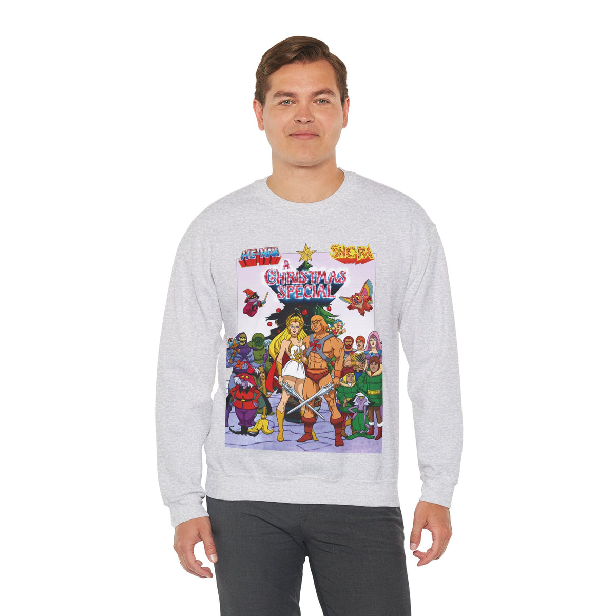 He-Man & She-Ra Christmas Special Heavy Blend Crewneck Sweatshirt - Masters of the Universe, Princess of Power Filmation Festive Holiday Cartoon