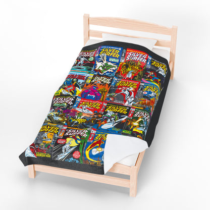 Silver Surfer Velveteen Plush Blanket 60x80" - Classic Silver Age Art - Norrin Radd, Former Herald to Galactus - Marvel Comics