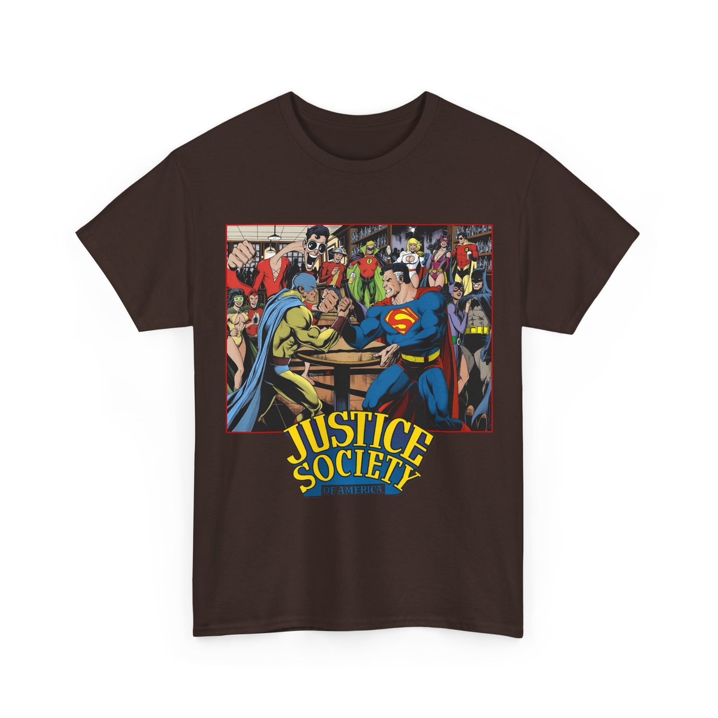 Justice Society of America T-Shirt - Superman, Wonder Woman, Atom, Starman, Huntress, Power Girl, Green Lantern, Batman, Plastic Man, Flash - JSA - DC Comics