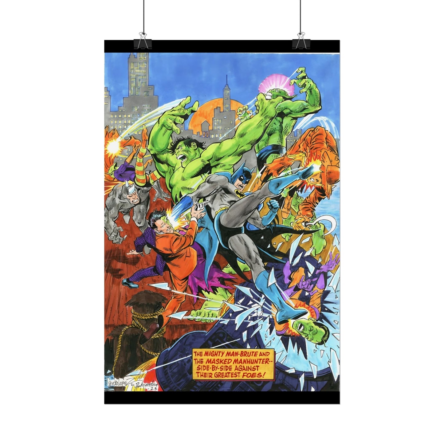 Batman Vs Incredible Hulk Rolled Poster - José Luis García-López Art - Two-Face & the Leader - DC Comics, Marvel Comics - Multiple Sizes Up to 24"x36"