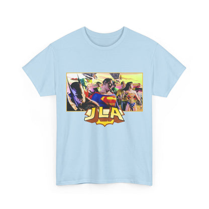JLA T-Shirt - Alex Ross Art - Superman, Batman, Wonder Woman, Hawkman, Green Lantern, Black Canary, Flash, Martian Manhunter, Green Arrow - Justice League - DC Comics