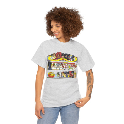 New Teen Titans T-Shirt - George Perez Art - 1980s Promotional Banners - Robin, Wonder Girl, Cyborg, Starfire - DC Comics
