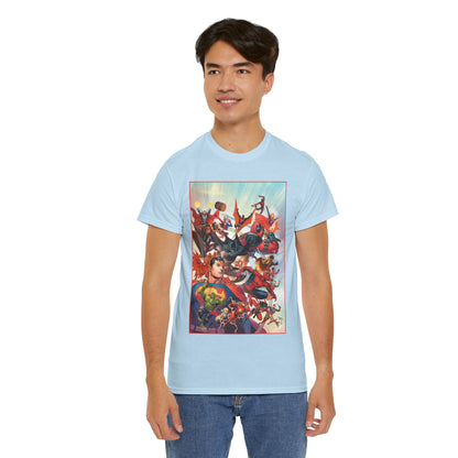 DC/Marvel T-Shirt - The Cosmic Kiss Caper & Other Stories Cover Art - Superman, Deadpool, Spider-Man, Harley Quinn, Batman Beyond, Static, Dr. Strange - DC Comics/Marvel