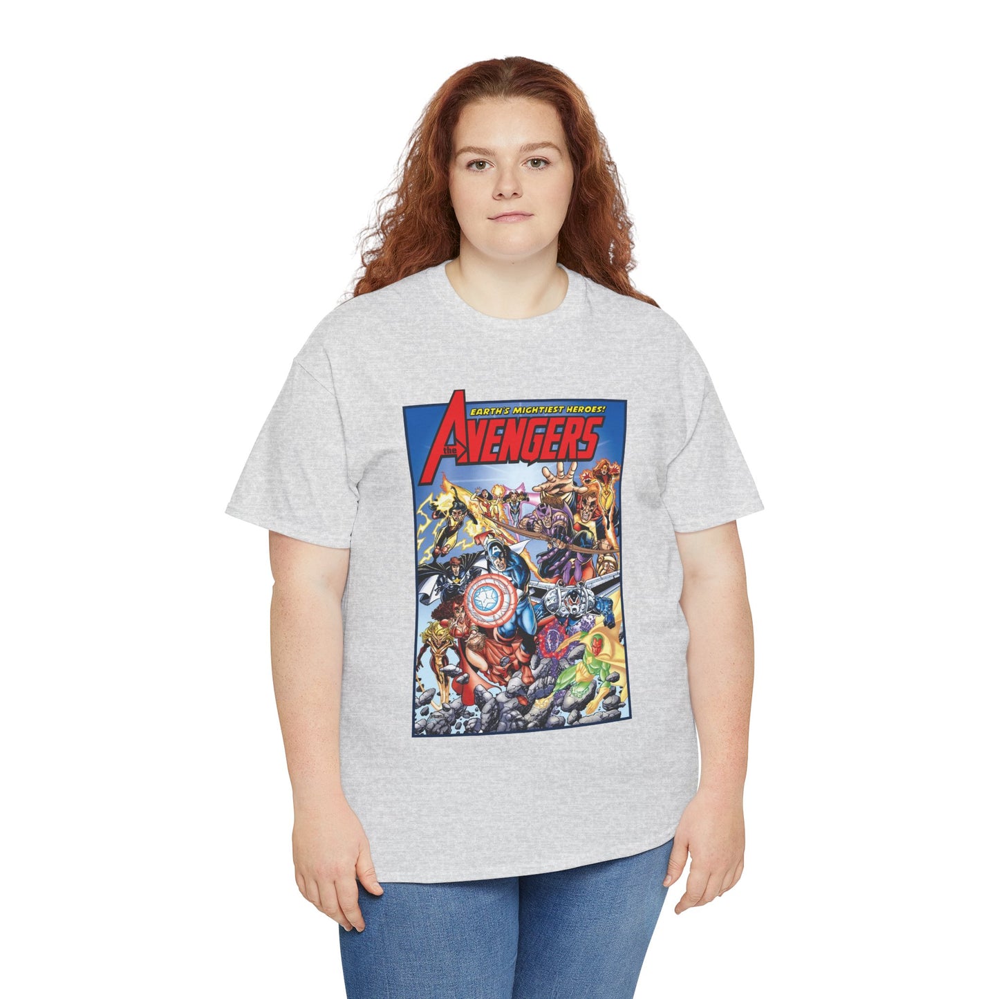 Avengers & Thunderbolts T-Shirt - George Perez Art - Captain America, Iron Man, Wonder Man, Scarlet Witch, Hawkeye, Citizen V, MACH-1, Techno, Atlas, Songbird - Marvel Comics