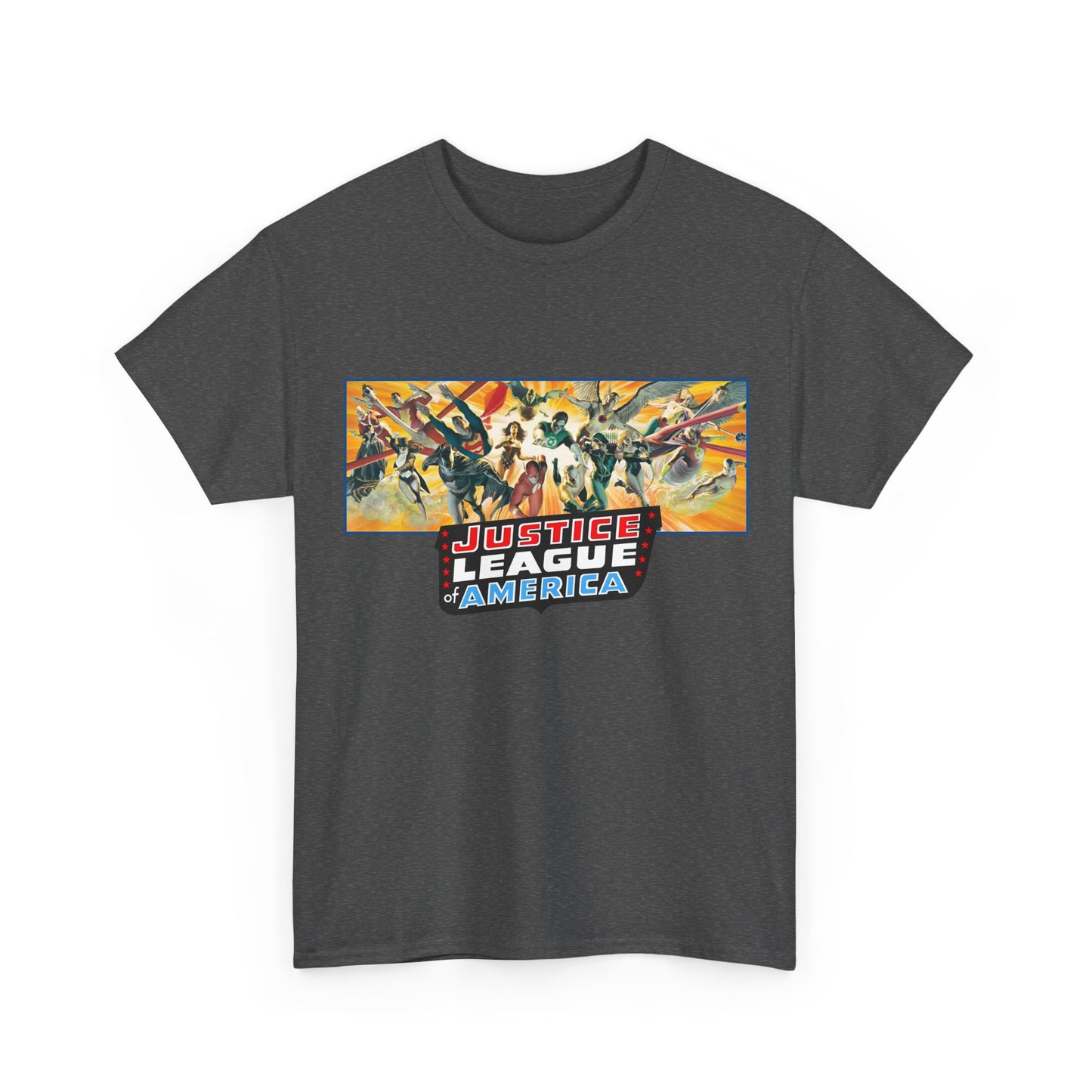 Justice League T-Shirt - Alex Ross Art - Superman, Batman, Wonder Woman, Black Canary, Hawkman, Green Lantern, Adam Strange, Plastic Man, Zatanna - DC Comics