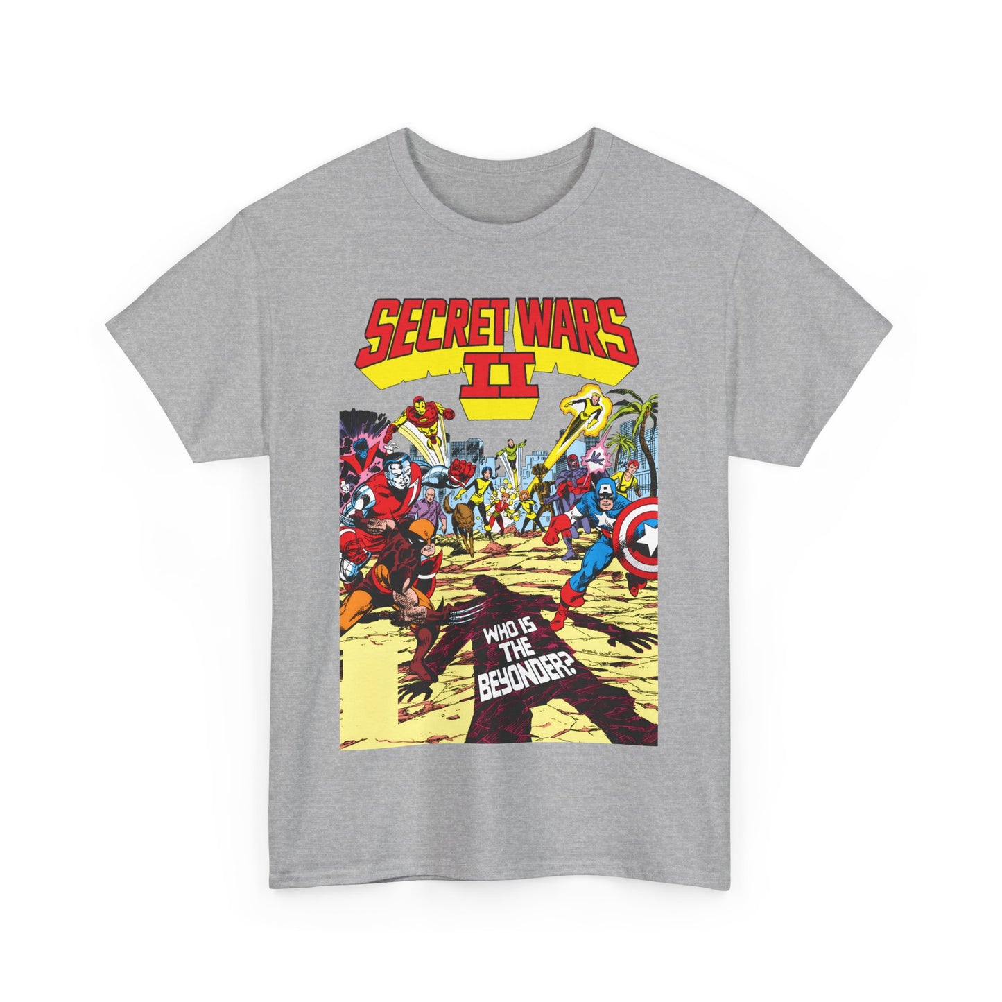 Secret Wars II T-Shirt - John Byrne Art - X-Men, New Mutants, Captain America - The Beyonder - Marvel Comics Series, 1980s