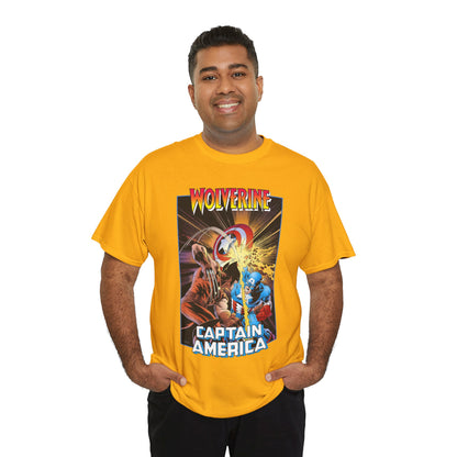 Wolverine Vs Captain America T-Shirt - Mike Zeck Classic Art - Marvel Comics