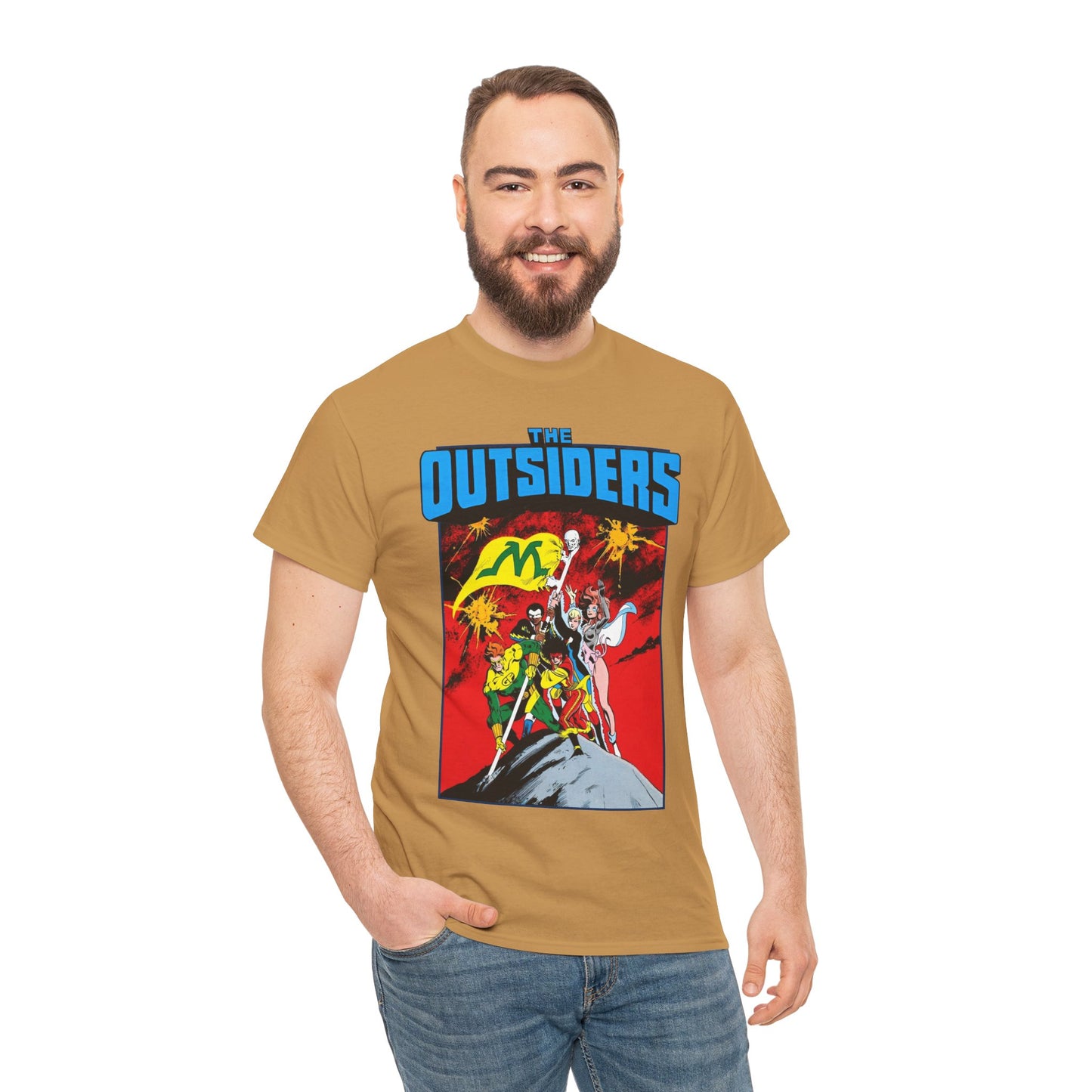 Outsiders T-Shirt - Alan Davis Art - Geo-Force, Halo, Black Lightning, Metamorpho, Katana - DC Comics