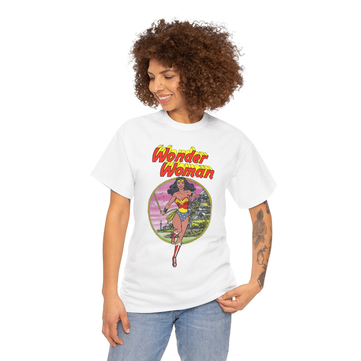 Wonder Woman T-Shirt - George Perez Art - Justice League 1980s Postcard Set - JLA Member - Diana from Themyscira - DC Comics