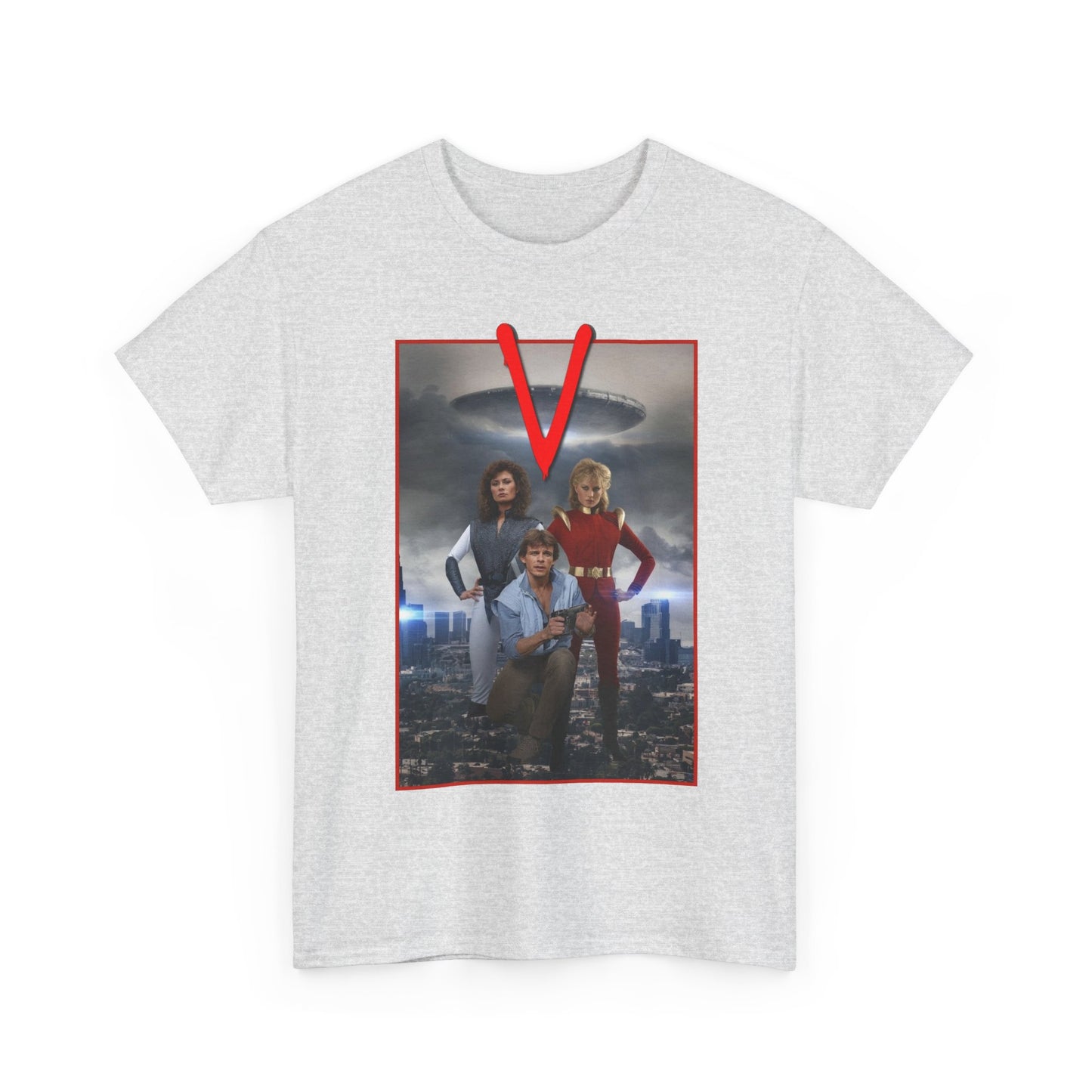 V T-Shirt - Visitors 1983 NBC Sci-Fi Aliens Series - Mike Donovan, Diana, Lydia
