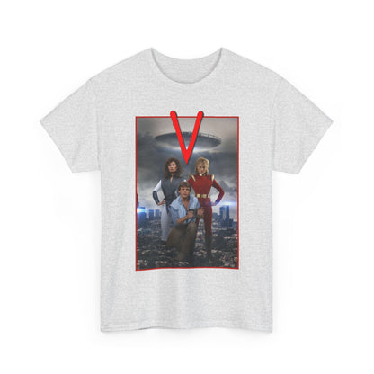 V T-Shirt - Visitors 1983 NBC Sci-Fi Aliens Series - Mike Donovan, Diana, Lydia
