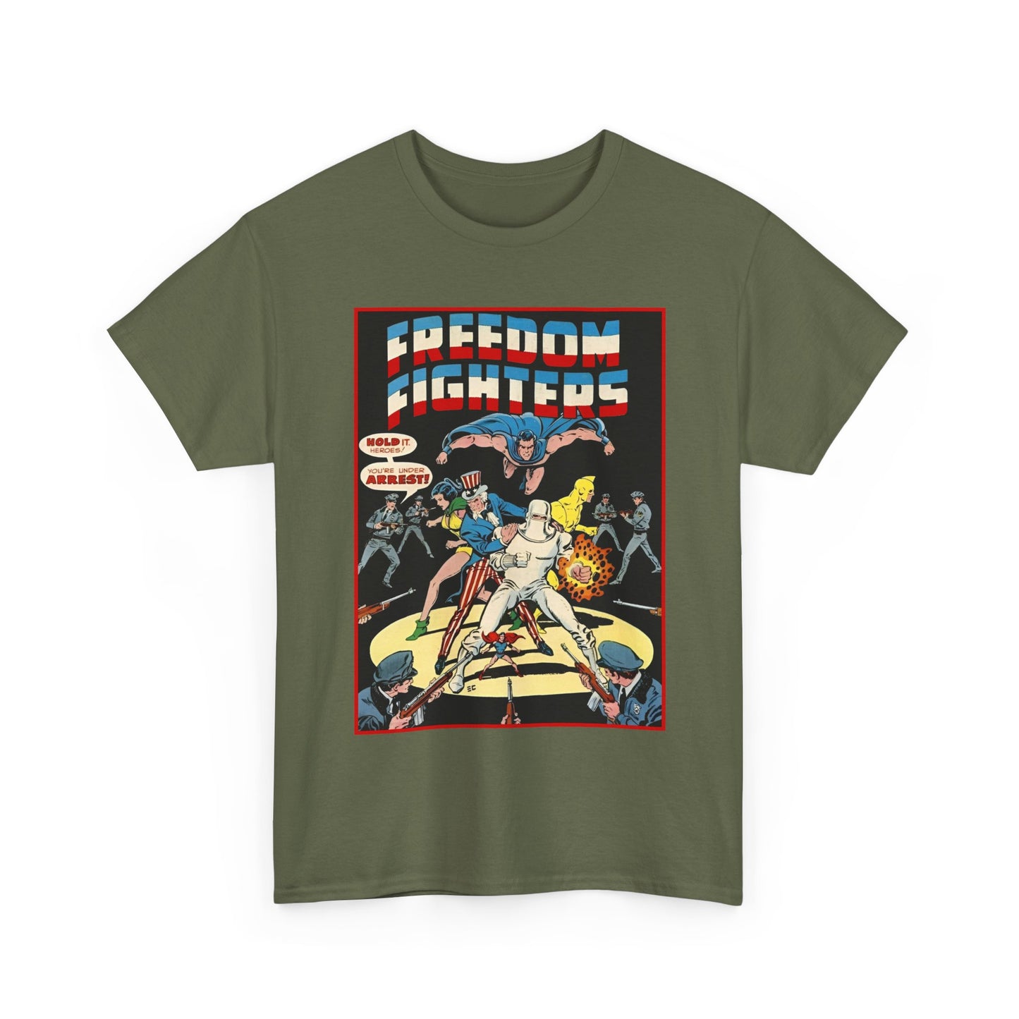 Freedom Fighters T-Shirt - 70s Series - Uncle Sam, The Ray, Phantom Lady, Doll Man, Black Condor, Human Bomb - DC Comics