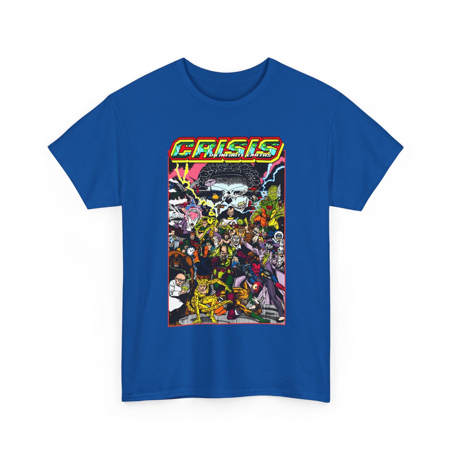 Crisis on Infinite Earths T-Shirt - DC Comics - George Perez Art - Joker, Lex Luthor, Cheetah, Solomon Grundy, Black Adam, Deathstroke, Validus - #9 Cover - DC Comics