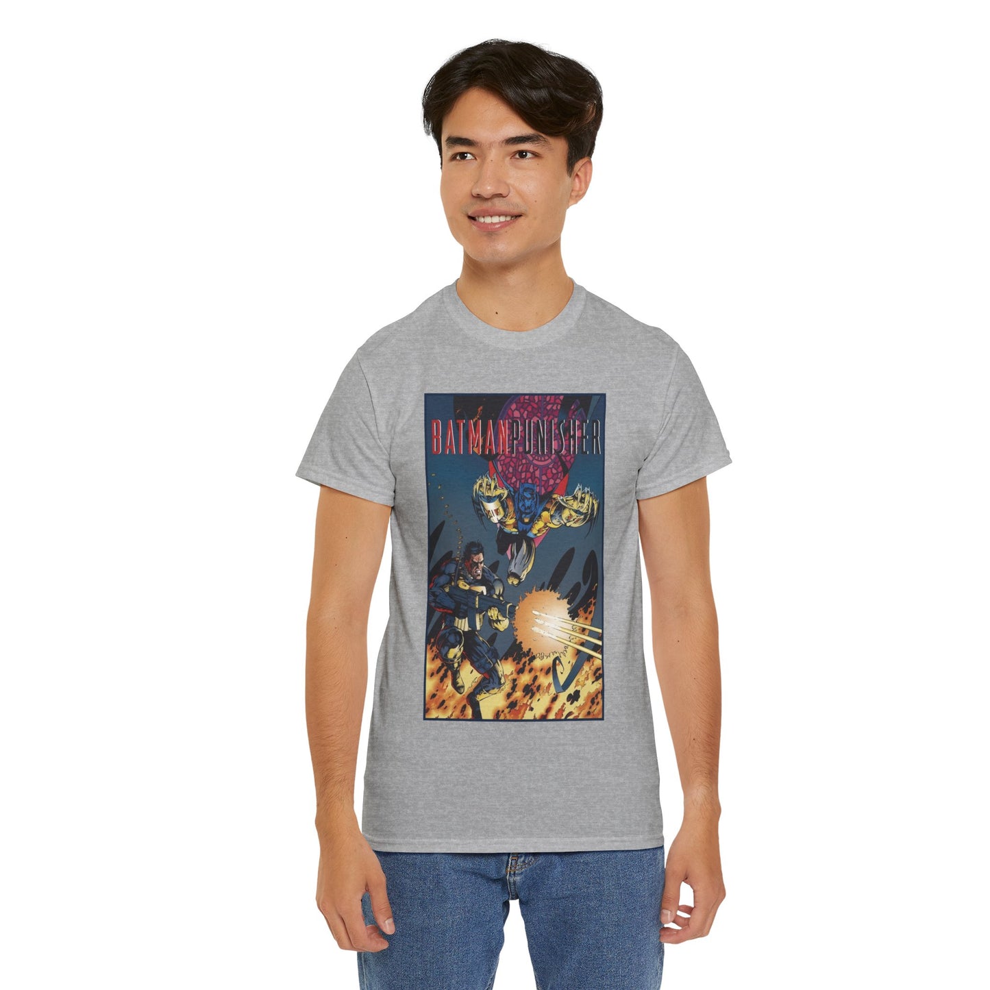 Batman/Punisher T-Shirt - Barry Kitson Art - Lake of Fire, AzBats - DC Comics/Marvel Comics