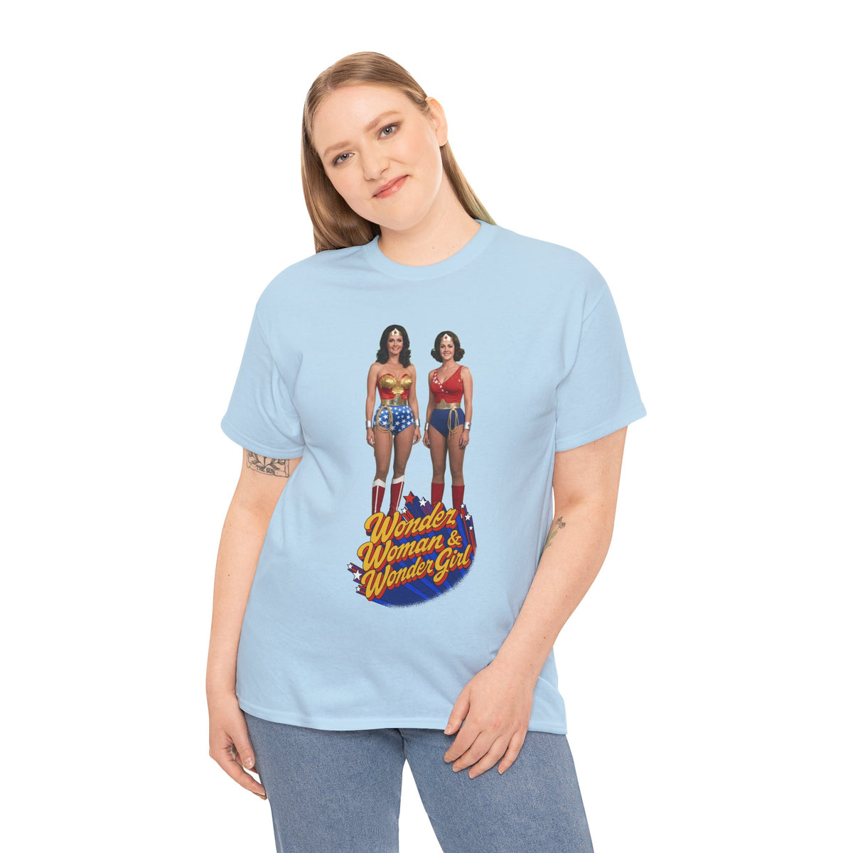 Wonder Woman & Wonder Girl T-Shirt - Lynda Carter Retro 1970s TV Show - DC Comics
