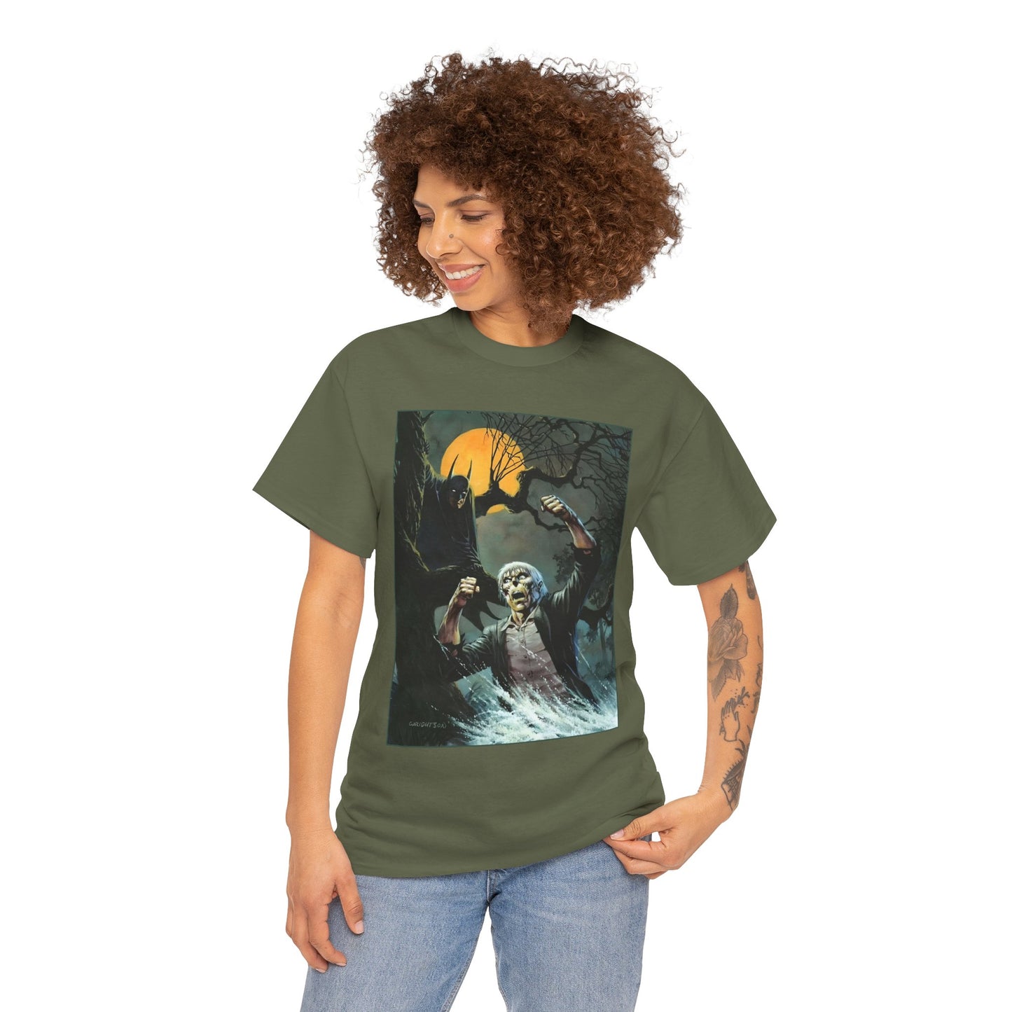 Solomon Grundy T-Shirt - Bernie Wrightson Art - Batman Watching From the Trees - DC Comics