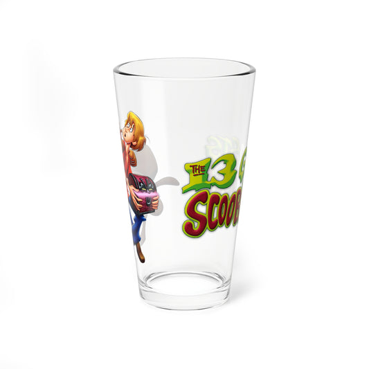 13 Ghosts of Scooby Doo Pint Glass, 16oz - Hanna-Barbera 1985 Cartoon Series - Shaggy & Scooby with the Chest