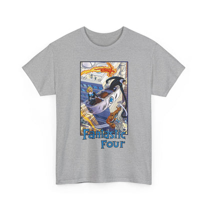 Fantastic Four T-Shirt - John Byrne Art - Invisible Woman, Thing, Human Torch, Reed Richards - Fantasticar, Baxter Building - Marvel Comics