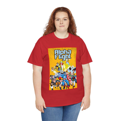 Alpha Flight T-Shirt - Mike Mignola Art - Northstar, Aurora, Snowbird, Shaman, Puck - Avengers: Captain America, Captain Marvel, Hercules, Black Knight - Marvel Comics
