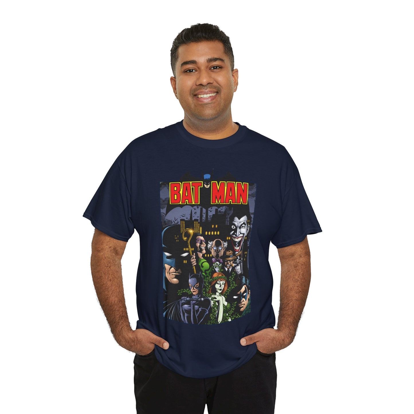 Batman T-Shirt - George Perez Art - Arkham Asylum - Joker, Catwoman, Poison Ivy, Riddler, Nightwing - DC Comics